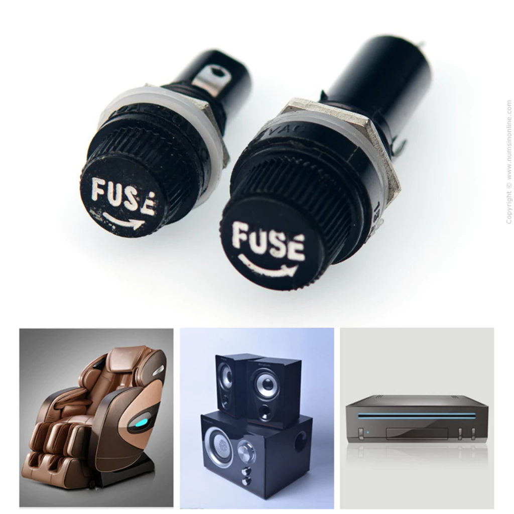 ฐานฟิวส์หลอดแก้ว Fuse Holder กระบอกฟิวส์ดำ 5X20mm. 10A 250VAC/15A 125VAC สินค้าในไทย