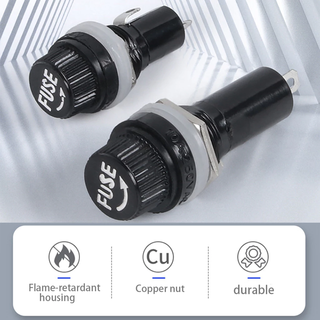 ฐานฟิวส์หลอดแก้ว Fuse Holder กระบอกฟิวส์ดำ 5X20mm. 10A 250VAC/15A 125VAC สินค้าในไทย