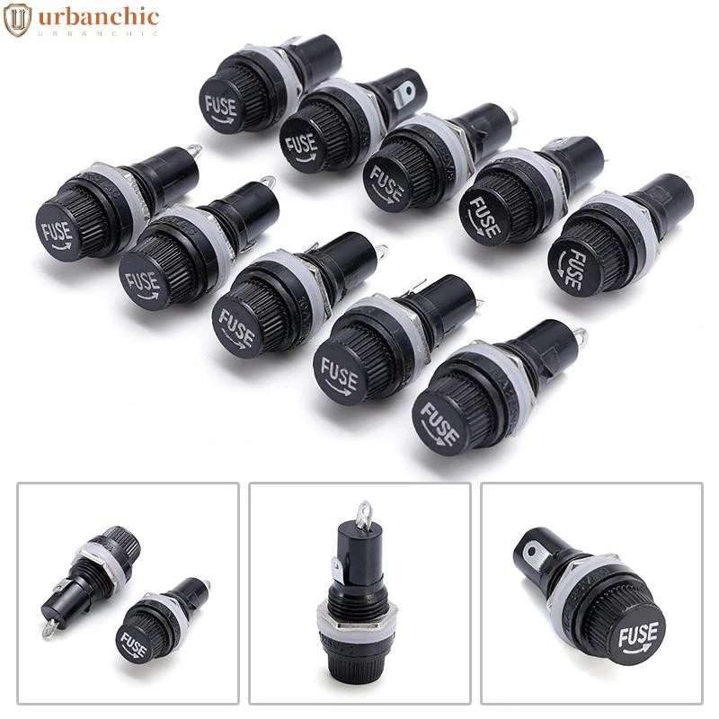 ฐานฟิวส์หลอดแก้ว Fuse Holder กระบอกฟิวส์ดำ 5X20mm. 10A 250VAC/15A 125VAC สินค้าในไทย