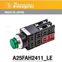MARUYASU A22FAH2411GLE สวิทช์กดมีไฟหัวนูน LED 24 โวลต์ 1NO1NC φ22 mm.(G-O-R-Y)