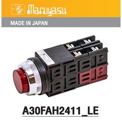 MARUYASU A30FAH2411RLE สวิทช์กดมีไฟหัวนูน LED 24 โวลต์ 1NO1NC φ30 mm.(G-O-R-Y)