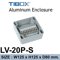 LV-20P-S Aluminum Terminal Block Enclosure 20P 10A IP66 Size : 125x125x80 mm.