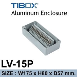 LV-15P Aluminum Terminal Block Enclosure 15P 10A IP66 Size : 175x80x57 mm.
