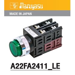 MARUYASU A25FA2411GLE สวิทช์กดมีไฟหัวนูน LED 24 โวลต์ 1NO1NC φ25 mm.(G-O-R-Y)
