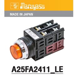 MARUYASU A22FA2411YLE สวิทช์กดมีไฟหัวนูน LED 24 โวลต์ 1NO1NC φ22 mm.(G-O-R-Y)