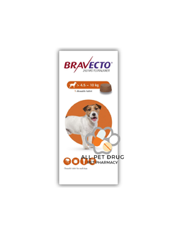 BRAVECTO 4.5 - 10 KG.(1กล่อง/1เม็ด)ยากินกำจัดเห็บหมัด สำหรับสุนัข