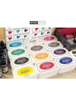 หมึกญี่ปุ่น StazOn Pigment ทึบแสง (หมึกอเนกประสงค์ ผ้า โลหะ พลาสติก ถุงแก้ว ไม้ หนัง กระดาษ) มีแบบตลับและแบบเติม 8 สี