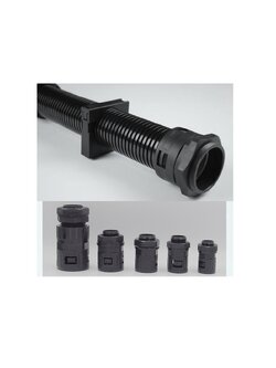 Plastic flexible conduit PA PE with fitting and clamp(ท่ออ่อนร้อยสายไฟพลาสติก ข้อต่อ)