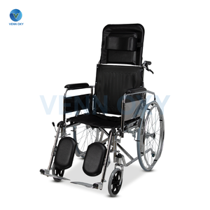 รถเข็นวีลแชร์ผู้สูงอายุ แบบแมนนวล รุ่นพนักพิงศรีษะสูง (High Back) รุ่นเบาะหนัง รับประกัน 1 ปี