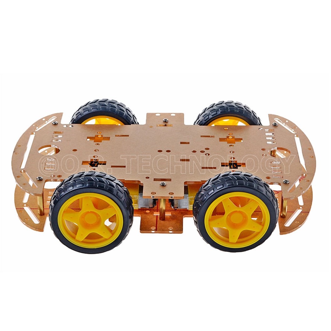 (1ชิ้น) AD008 ชุดโครงรถ โครงรถ 4ล้อ 2ชั้น โครงรถของเล่น พร้อมรางถ่าน Longer version of 4 wd double layer smart car