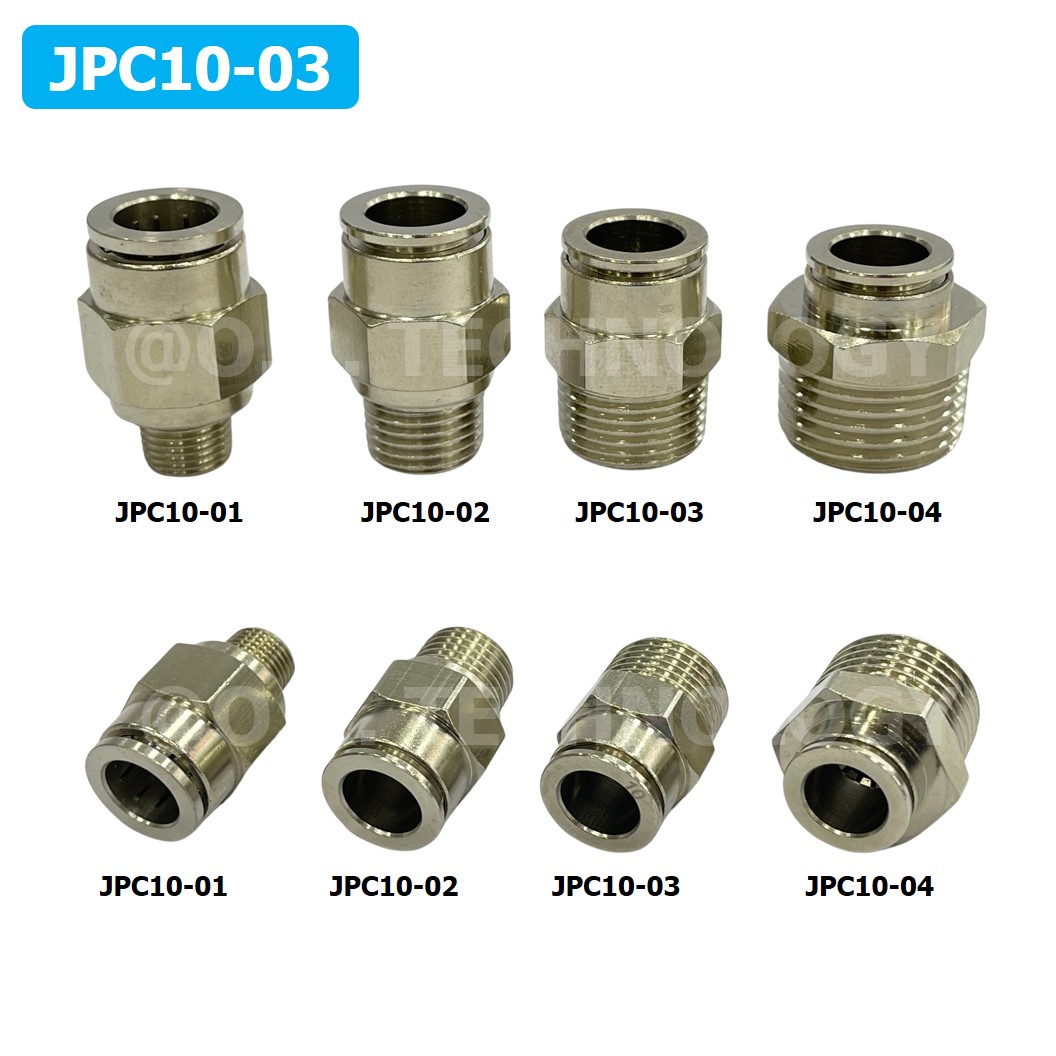 (1ชิ้น) JPC10-03 ข้อต่อลมสแตนเลสเกลียวนอก ข้อต่อลมเกลียวนอก ข้อต่อลม สแตนเลส STAINLESS Male Thread Straight Quick Connector Fitting