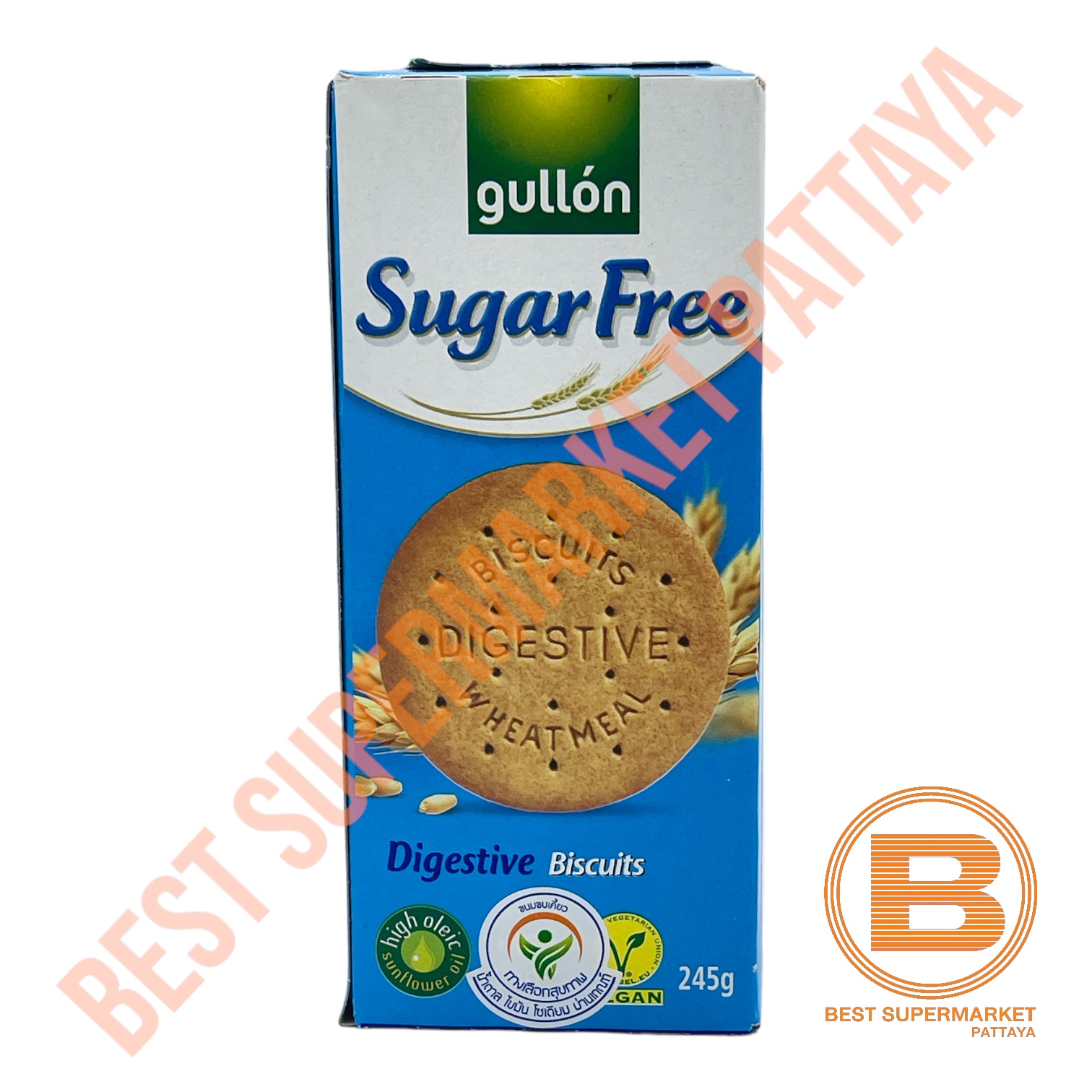 กูยอง ไดเจสทีฟ บิสกิต ปราศจากน้ำตาล 245 กรัม Gullon Digestive Biscuits Sugar Free 245 g.