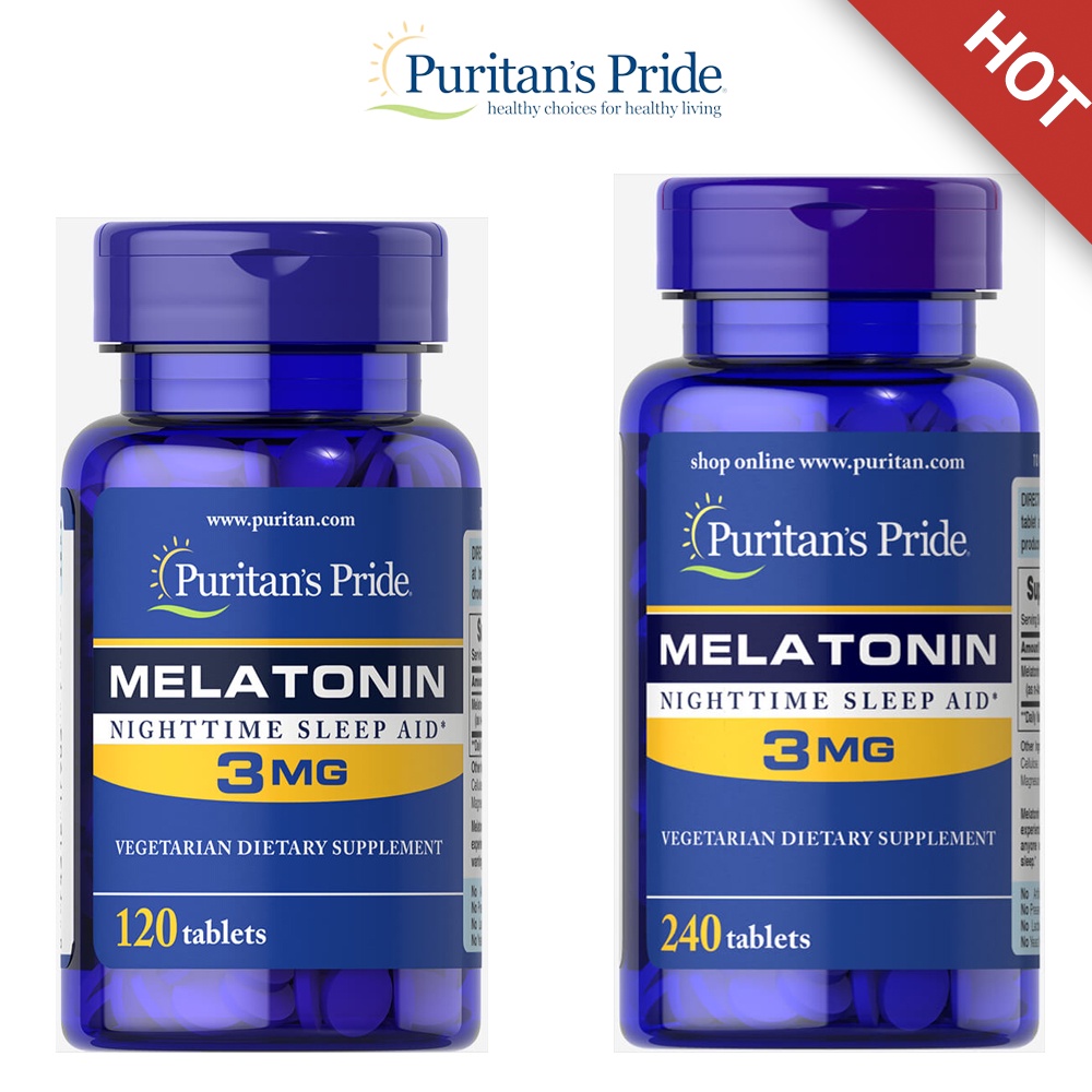 Puritan's Pride Melatonin 3 mg เมลาโทนิน ช่วยให้หลับสบาย หลับได้ยาวนานขึ้น