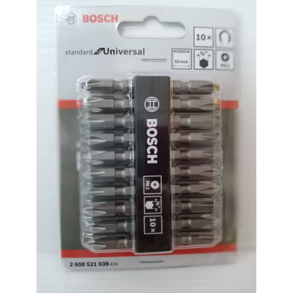 ดอกไขควงลม Bosch ยาว 65 มิล (10ดอก) สีเงิน จับสกูรแน่น แม่เหล็ก เครื่องมือช่าง อุปกรณ์ช่าง
