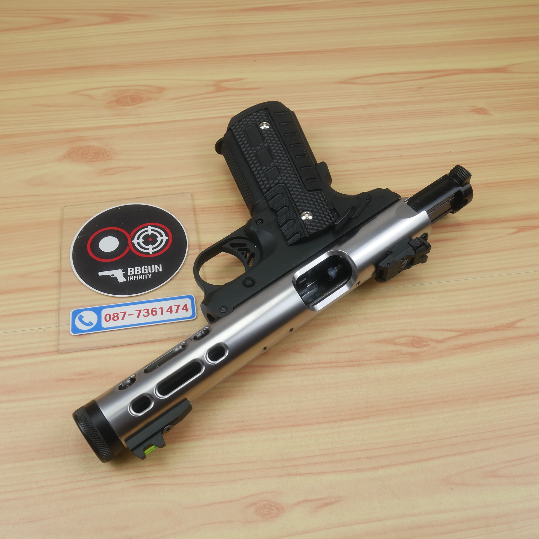 บีบีกันอัดแก๊ส WE Galaxy สีเงิน GBB 1911 Series BB GUN