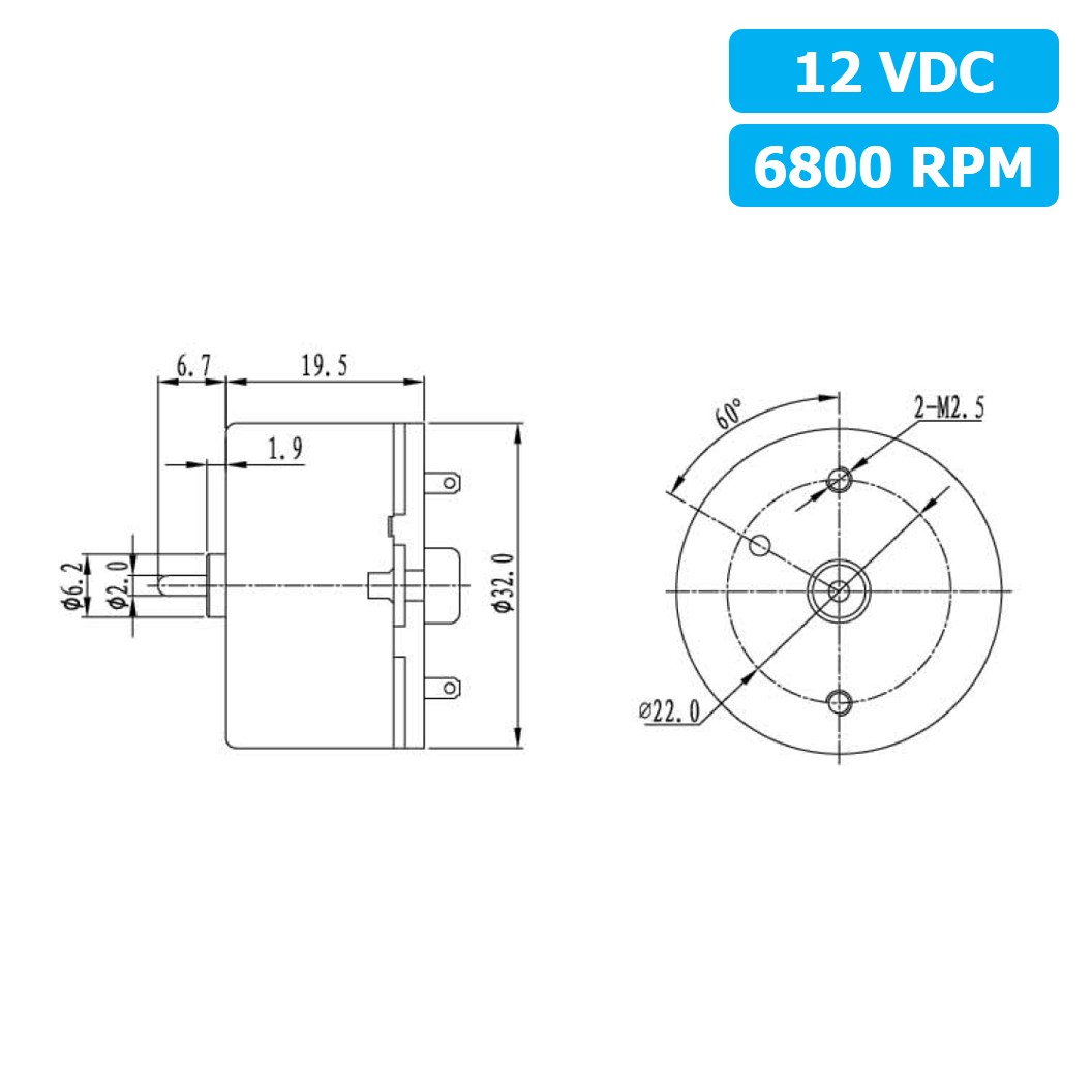 (1ชิ้น) ZYTD-RF500 มอเตอร์ ขนาดเล็ก 12VDC 6800RPM Motor RF-500 มอเตอร์รอบเร็ว