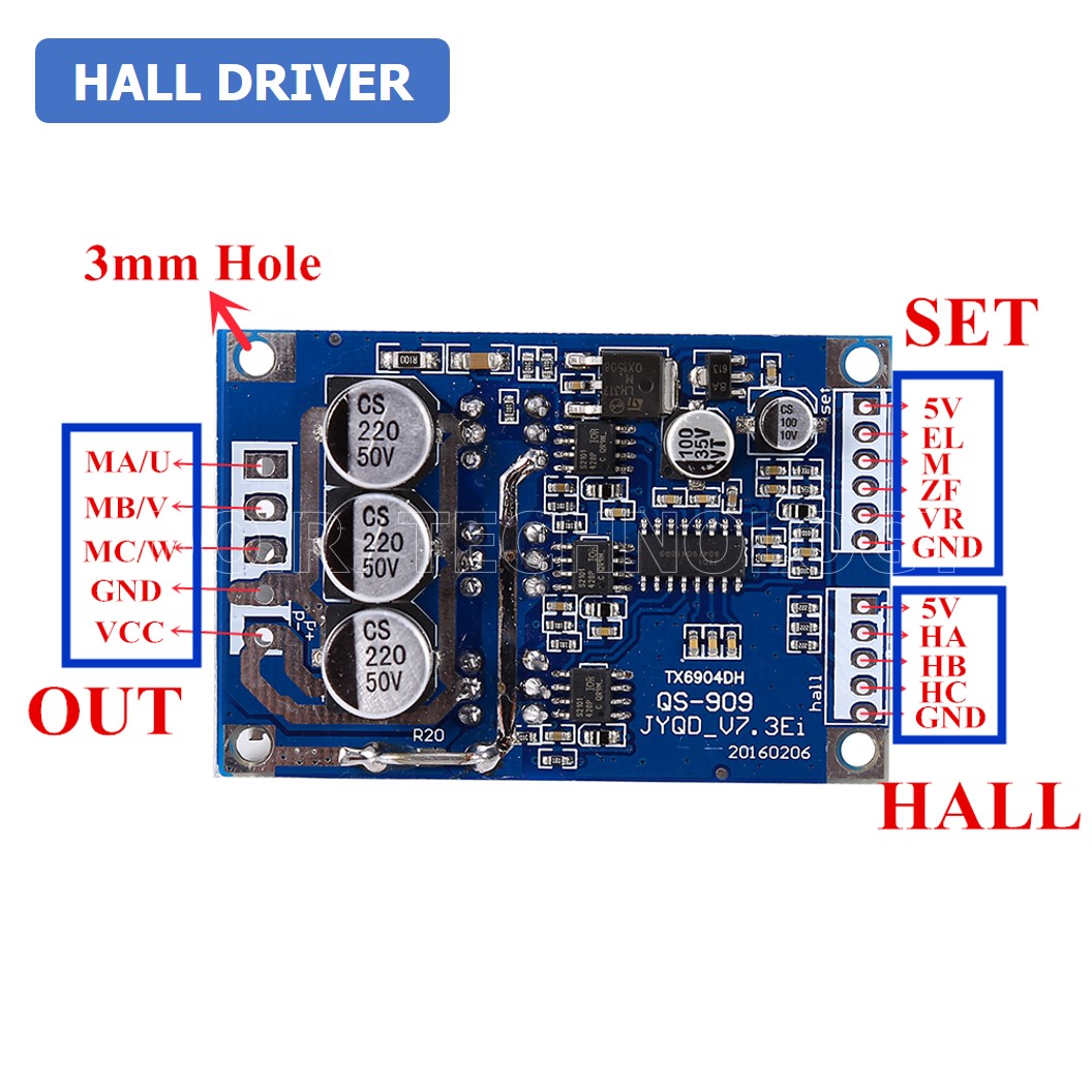 (1ชิ้น) AA693 บอร์ดไดร์ฟมอเตอร์ไร้แปลงถ่าน โมดูลไดร์ฟมอเตอร์ไร้แปลงถ่าน DC 12V-36V 15A 500W Brushless Motor Controller Hall Motor Balanced Car Driver Board with Hall Driver