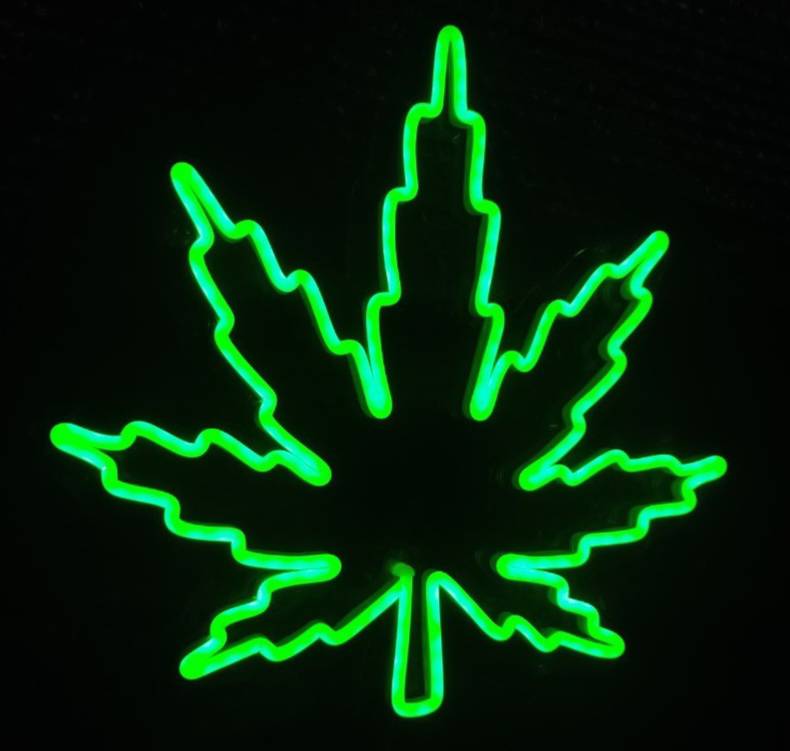 ป้ายไฟนีออนดัดledรูปใบกัญชา