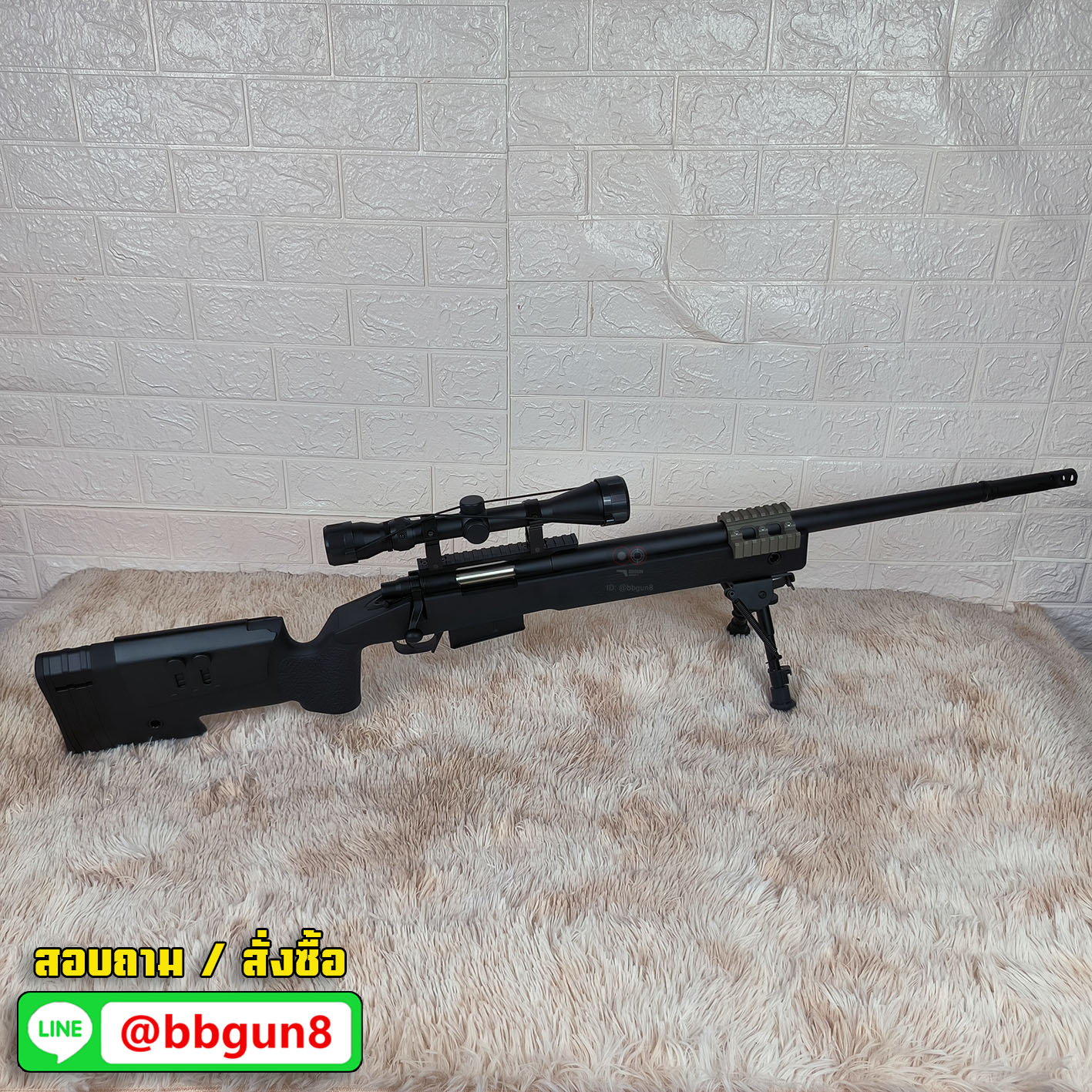 CYMA CM.700A M40A5 สีดำ สไนเปอร์ บีบีกัน (พร้อมอุปกรณ์ กล้องสโคป ขาทราย สปีดโหลดเดอร์ แส้ทำความสะอาด กระสุน)