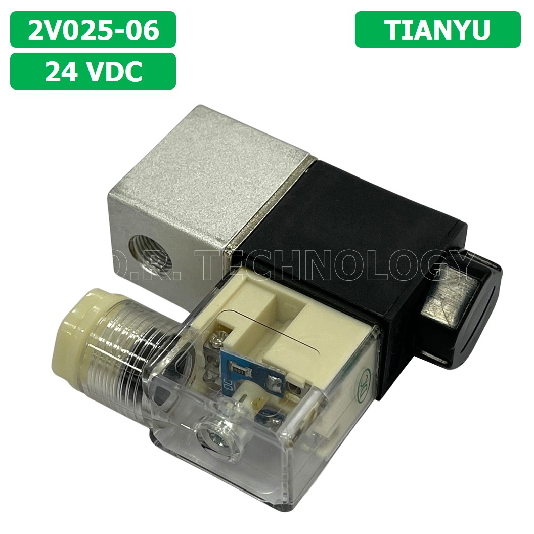 (1ชิ้น) 2V025-06 24VDC โซลินอยด์วาล์ว คอยล์ 1 ข้าง 2/2 Way Single Coil Solenoid Valve Pneumatic TIANYU โซลินอยด์ลม วาล์วลม