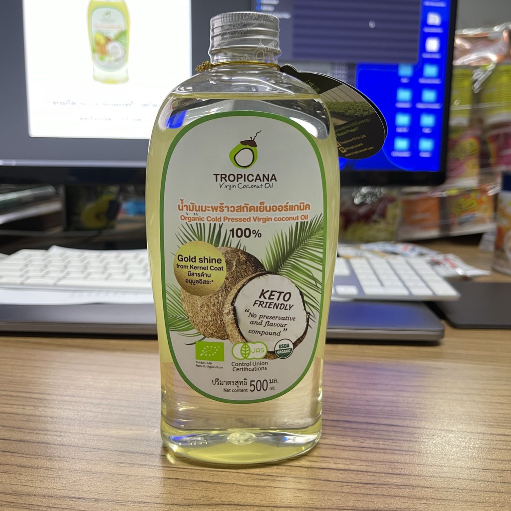 ทรอปิคานา น้ำมันมะพร้าวสกัดเย็น ออร์แกนิค 500 มล. Tropicana Cold Presses Virgin Coconut Oil 500 ml. Keto Friendly คีโต
