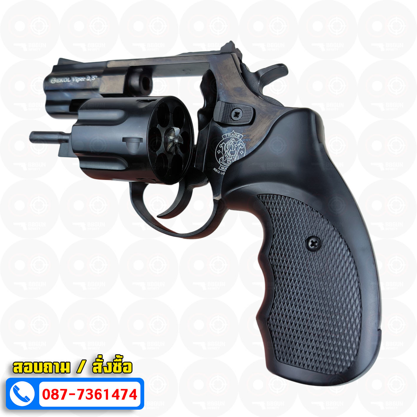 EKOL VIPER 2.5" BLACK แบลงค์กัน ลูกโม่ 2.5 นิ้ว สีดำ Smith & Wesson Revolver BLANK GUN