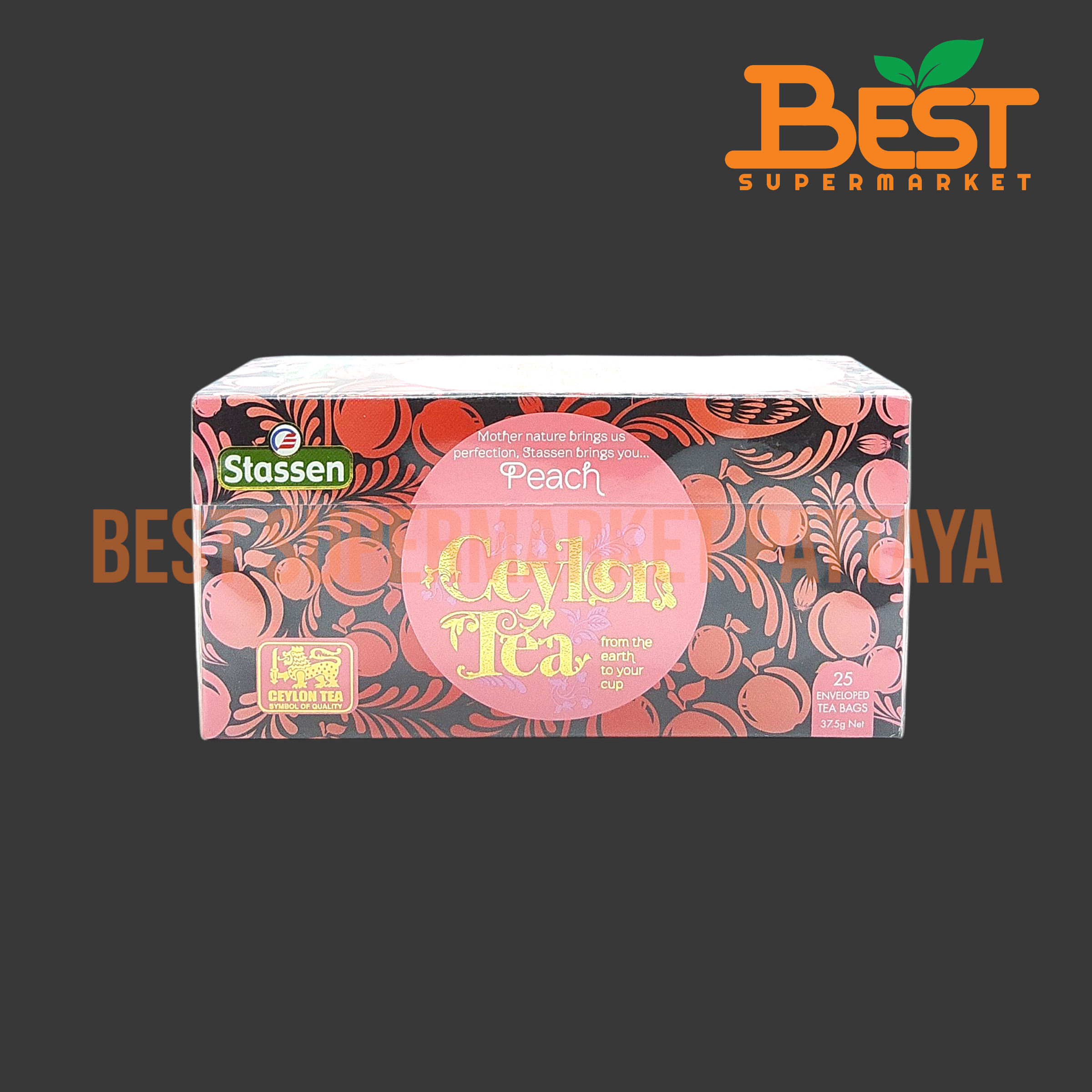 สตาร์เซน ชาดำกลิ่นพีช 1.5 กรัม x 25 ซอง. Stassen Brand. Peach Ceylon Tea. 1.5 g. x 25 Enveloped Tea Bags.