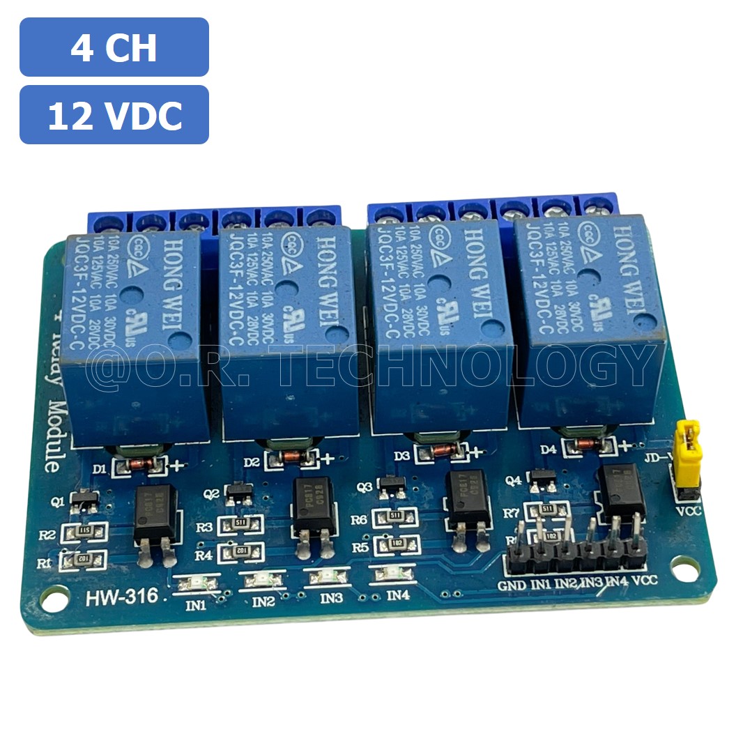 (1ชิ้น) NA191 โมดูลรีเลย์ 12VDC 4 ช่อง รีเลย์ 4 Channel Low Level Relay Module DC 12V (with light coupling)