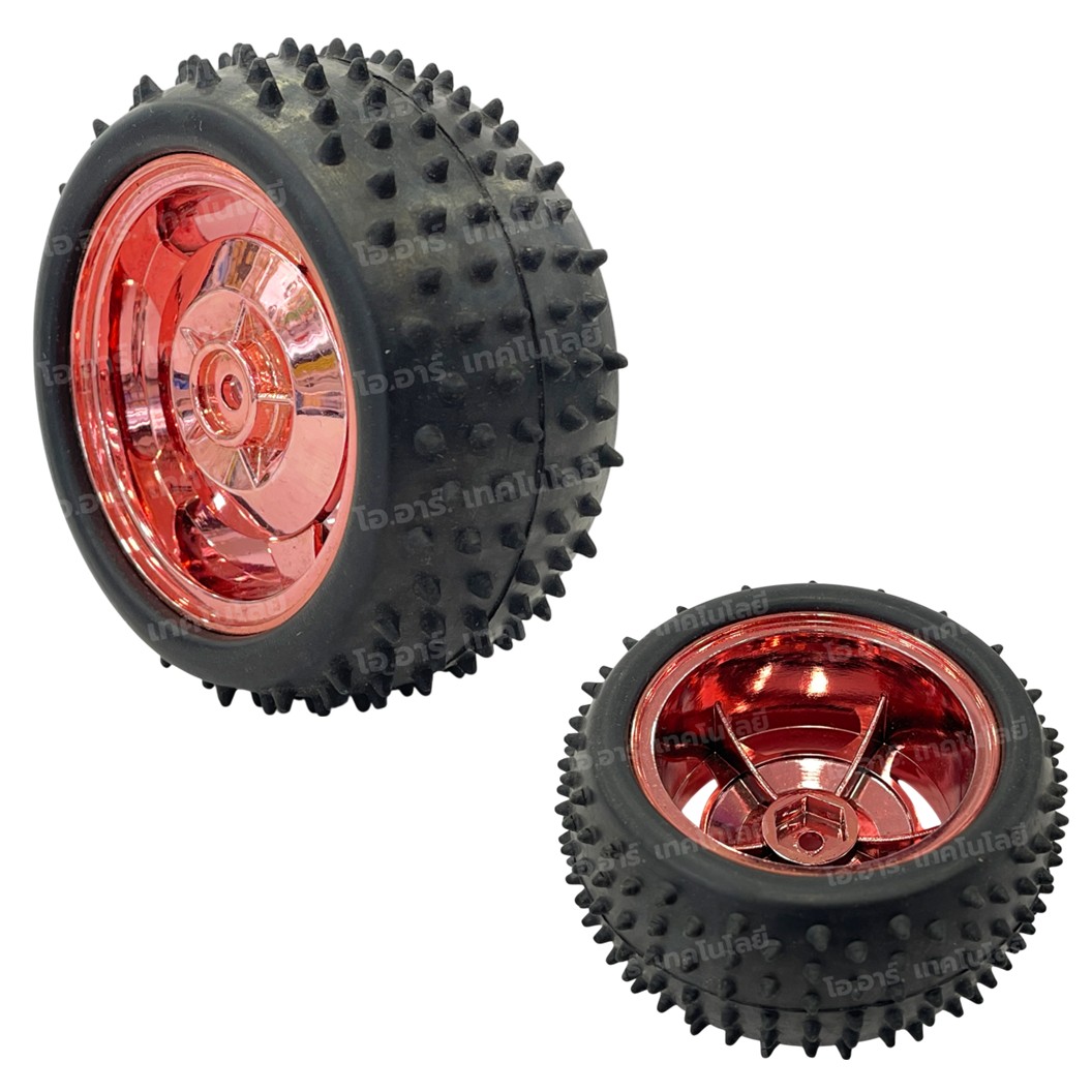 (1ล้อ) ล้อรถ ล้อหุ่นยนต์ ล้อใหญ่ ล้อวิบาก ล้อหนาม ขนาด 83mm/85mm Car Wheel, หน้ากว้าง 35mm/38mm Width Surface Large Robot Smart Car Wheel ล้อแดง ล้อน้ำเงิน RED/BLUE