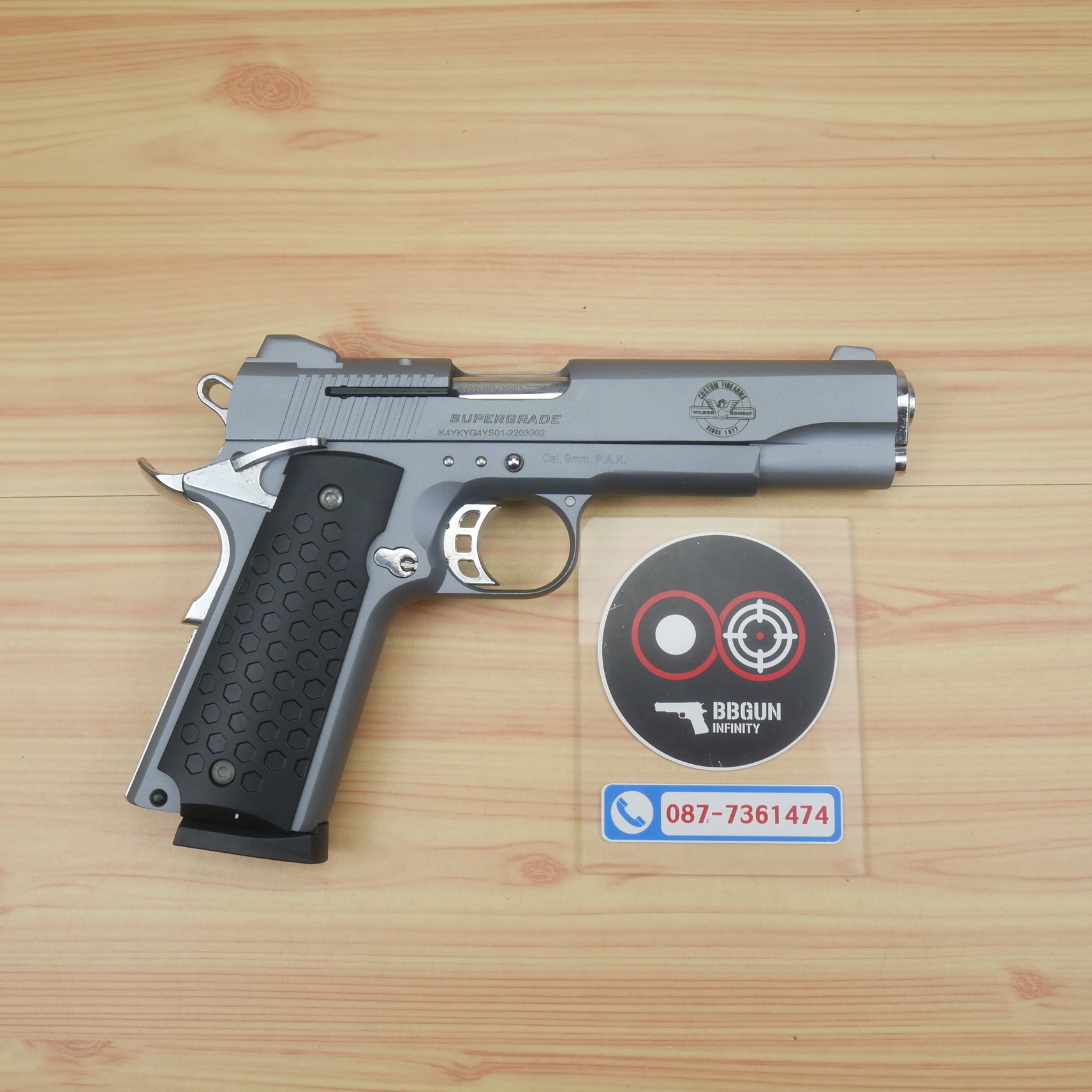แบลงค์กัน KUZEY M1911 Wilson Combat สีสโมค ลำกล้อง 5 นิ้ว blank gun ด้าม SX
