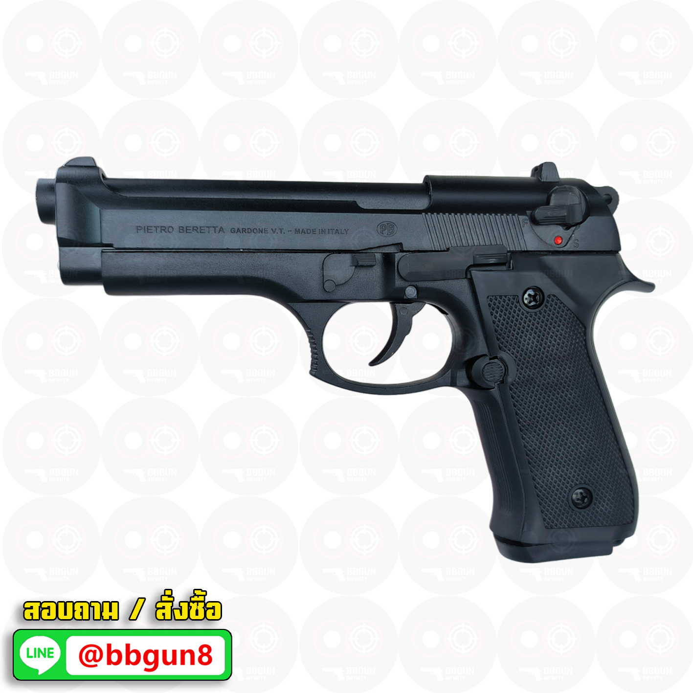 Retay mod 92 black blank gun Beretta M92 รีเท บาเร็ตต้า เอ็ม 92 แบลงค์กัน สีดำ (แถมกล่องใส่ปืน แม็กกาซีน 2 อัน หัวต่อพุ)
