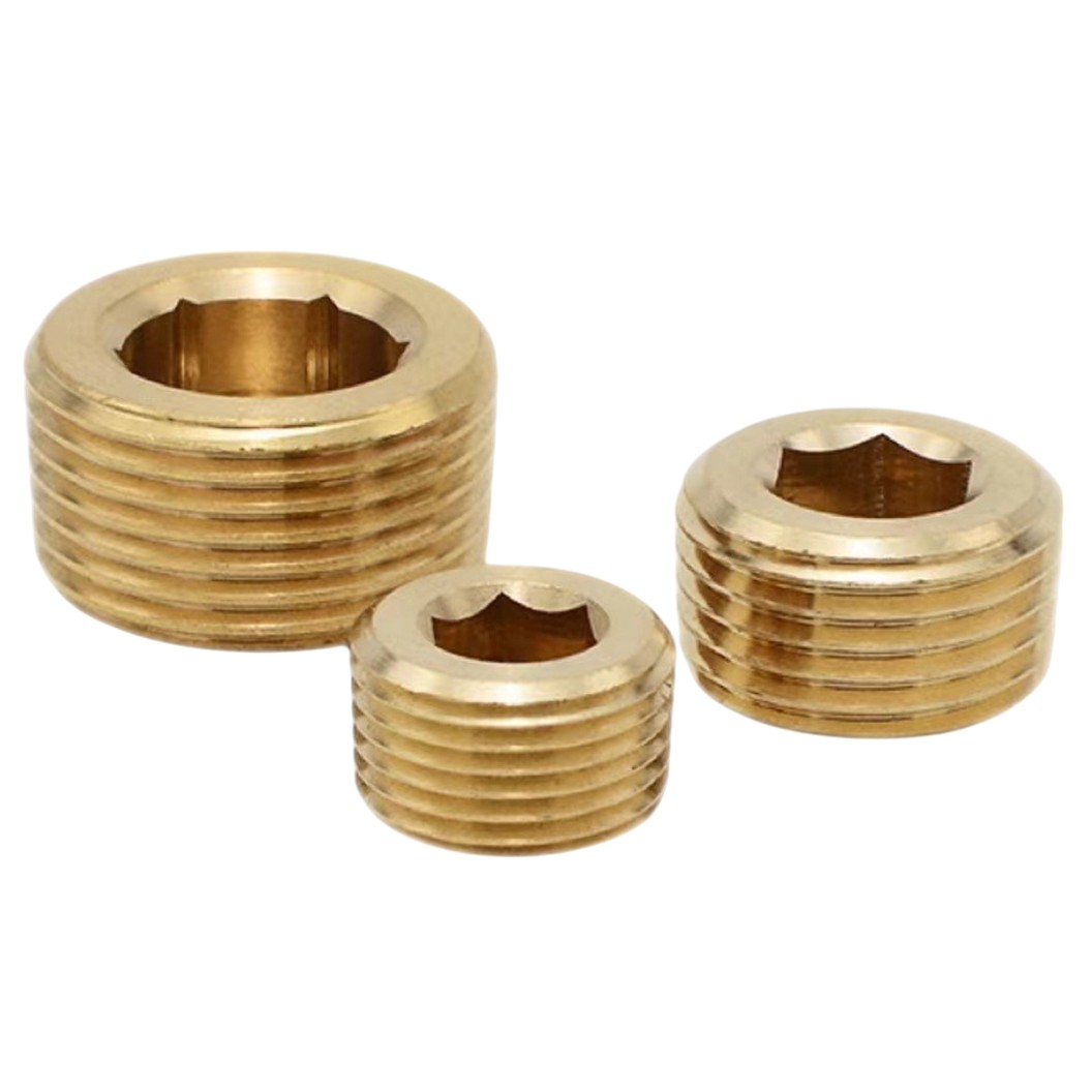 ABP G1/8”-G1” ปลั๊กอุดทองเหลือง ตัวหนอนอุด ปลั๊กอุดสายลม Hexagonal Brass Plug Air tube น็อตอุดรูเกลียว ข้อต่อลม ตัวอุดทองเหลือง