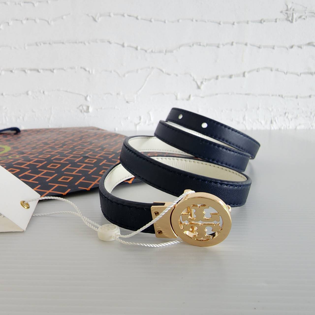 Tory Burch Rotating Patent Skinny Belt