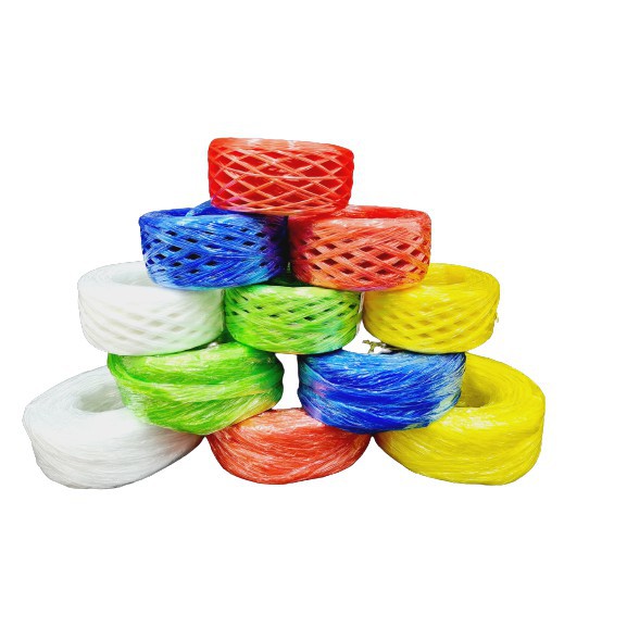 เชือกฟางม้วนใหญ่ คละสี นน. 2 ขีด/ ม้วน ขายยกแพ็ค(ราคารวมแวท) แพ็คละ 6 ม้วน ปอฟาง เชือกพลาสติก {รหัสสินค้า2401936802}