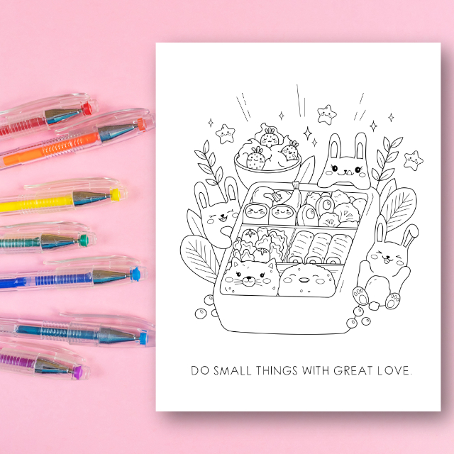 สมุดระบายสีอาหารสุดน่ารัก Kawaii Food Coloring Book พร้อมคำคมสร้างแรงบันดาลใจ
