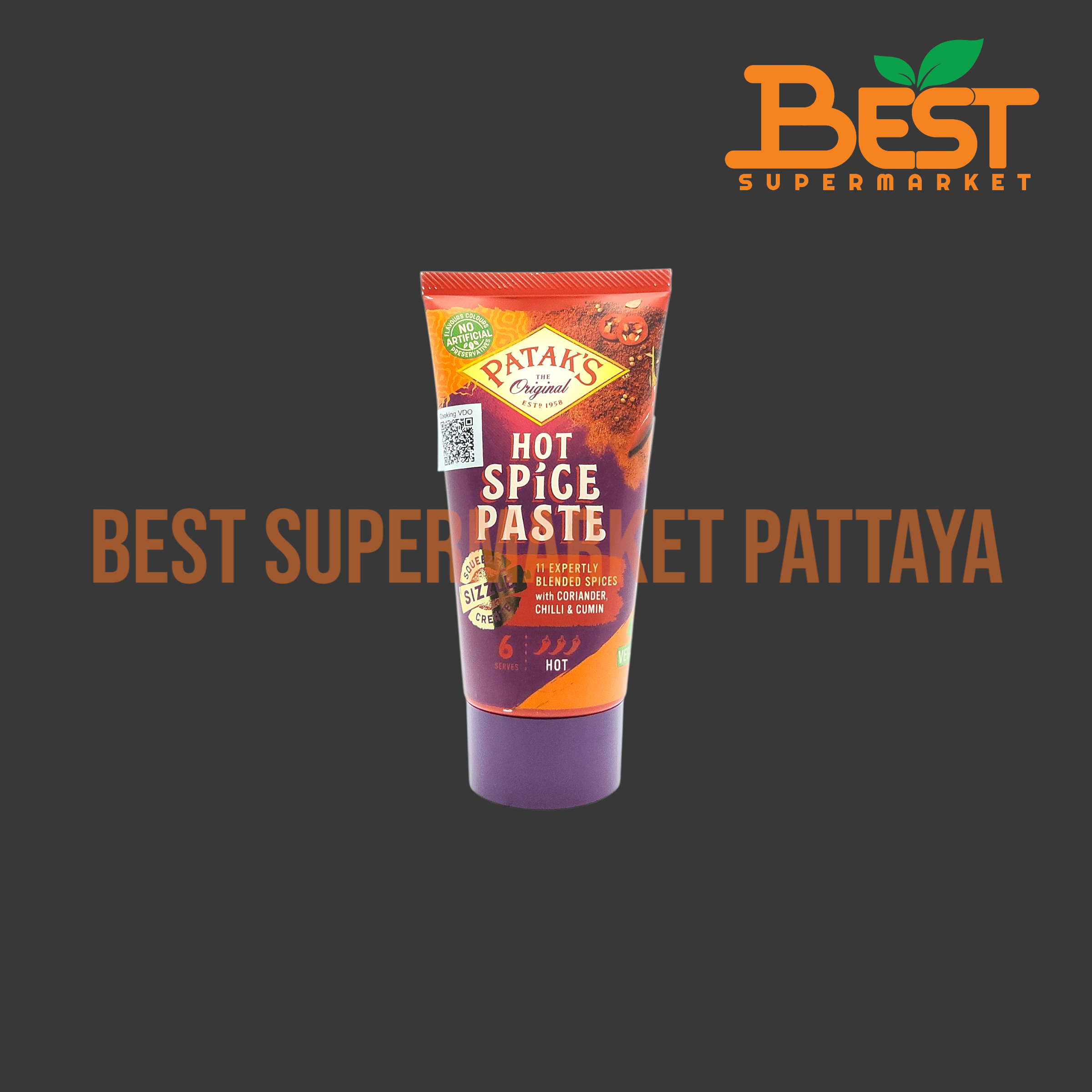 พาทักส์ เครื่องแกงสไตล์อินเดีย เผ็ดมาก 135 กรัม. Hot Indian Style Paste Patak's Brand 135 g.