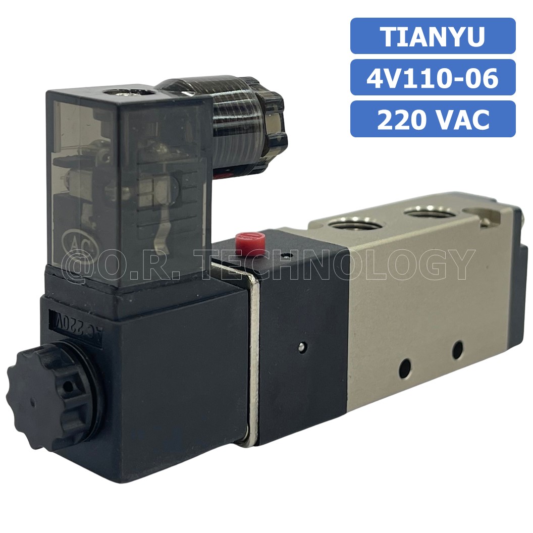 (1ชิ้น) 4V110-06 220VAC โซลินอยด์วาล์ว คอยล์ 1 ข้าง Single coil Solenoid Valve Pneumatic TIANYU