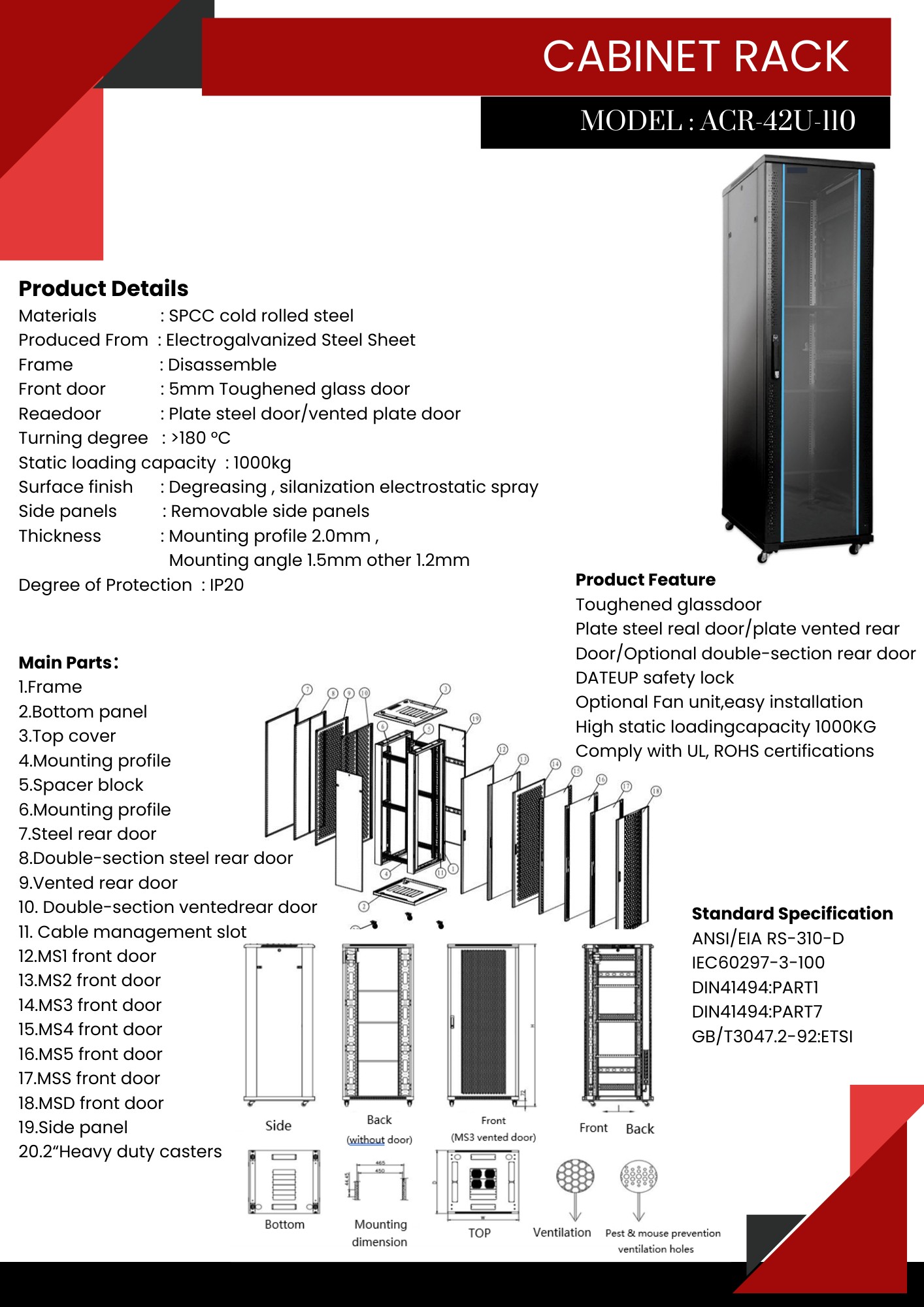ACR-42U-110 Rack 42U ลึก 110cm