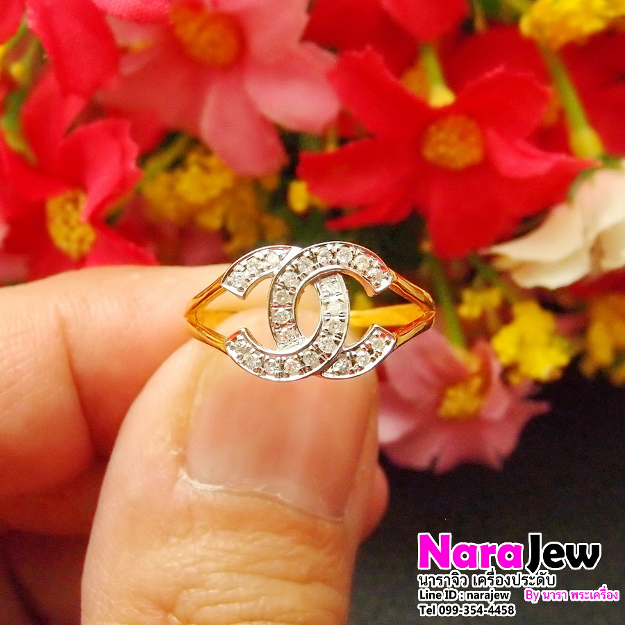 แหวนเพชร CC เพชรแท้รวม 0.20 กะรัต (0.20 ct.) เรือนทองคำแท้ 9K ทองแท้ 37.5%