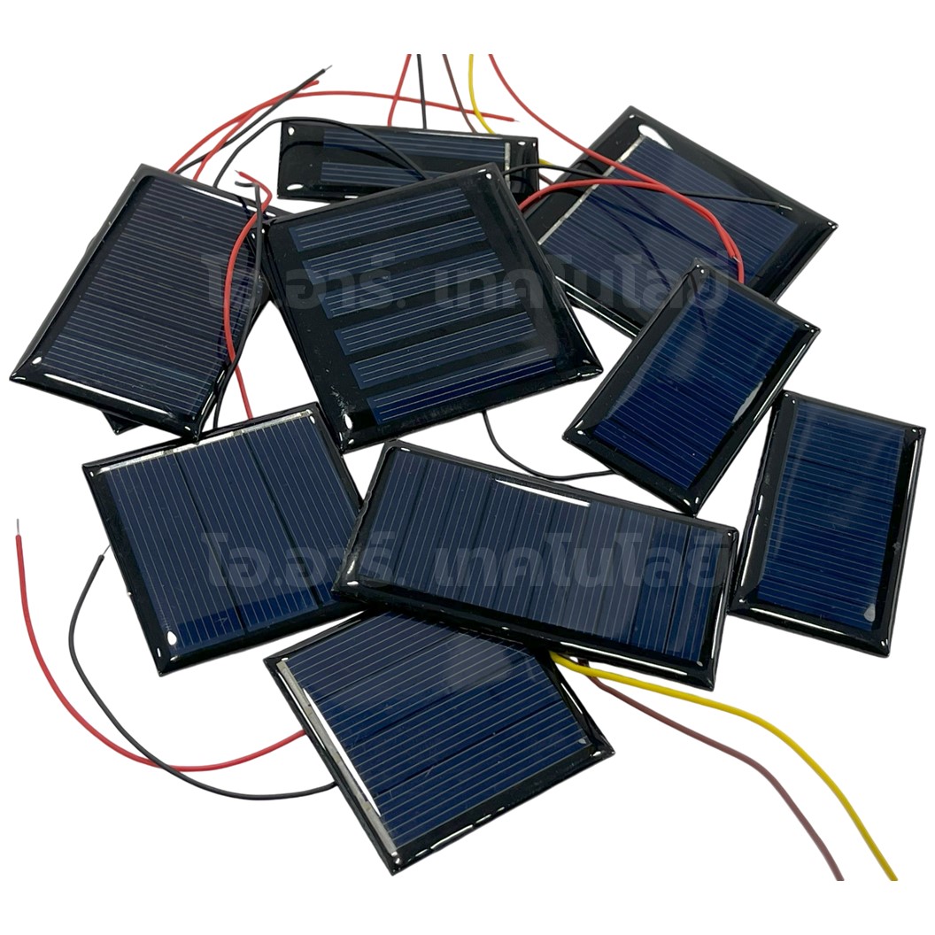 แผงโซล่าเซลล์ ขนาดเล็ก พร้อมสาย Mini Solar cell with cable แผ่นโซล่าเซลล์ พลังงานแสงอาทิตย์ สำหรับงานประดิษฐ์ การทดลอง solarcell DIY