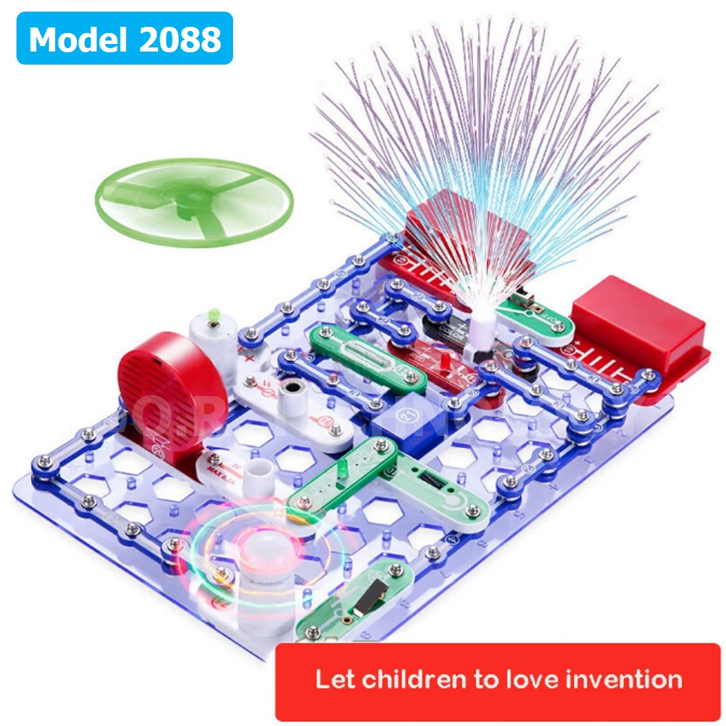 (Model 2088) ชุดเรียนรู้ วงจรไฟฟ้าเบื้องต้น 56pcs Electronic Building Blocks 2088 ชุดส่งเสริมการเรียนรู้ วงจรอิเล็กทรอนิกส์ Learning kit