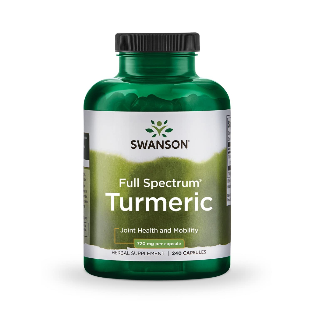 exp.3/2025 สูตรเข้มข้น Swanson Full spectrum Turmeric 720 mg per capsule ขวดใหญ่ 240 แคปซูล วิตามินสมุนไพร ขมิ้นชัน จากอเมริกาค่ะ