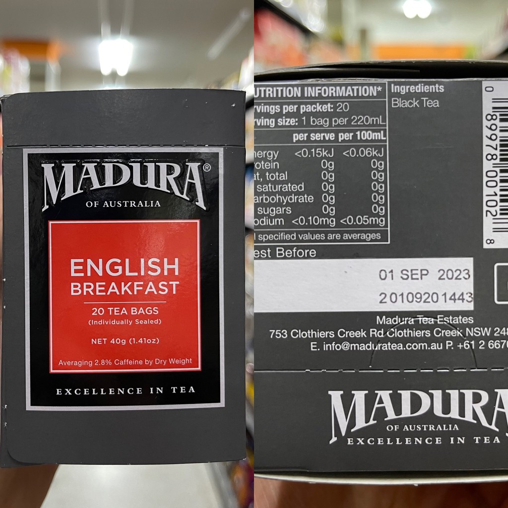 มาดูรา ชาออสเตรเลีย ใบชาชนิดซอง 20 ซอง Madura of Australia Tea 20 Tea Bags