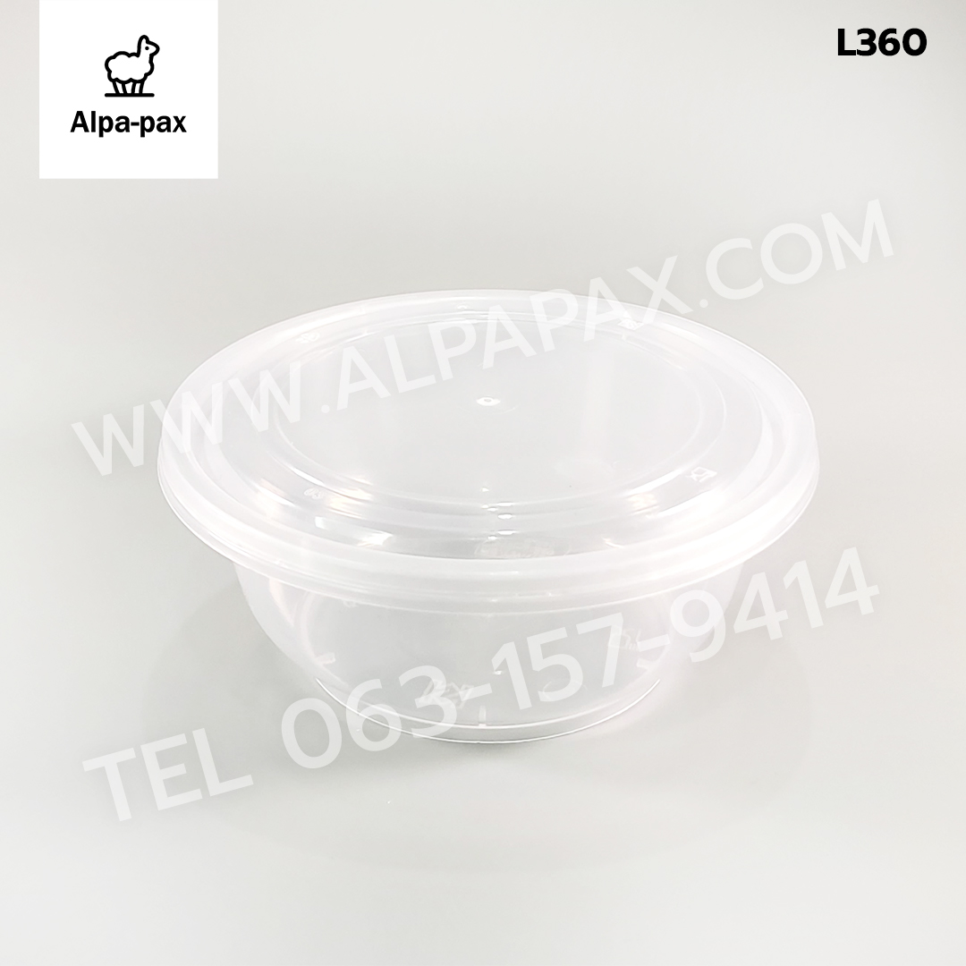 ถ้วยอาหารพลาสติก+ฝา 360ml. (ลัง 600ใบ) กล่องไมโครเวฟ กล่องข้าว กล่องอาหาร กล่องใส่อาหาร