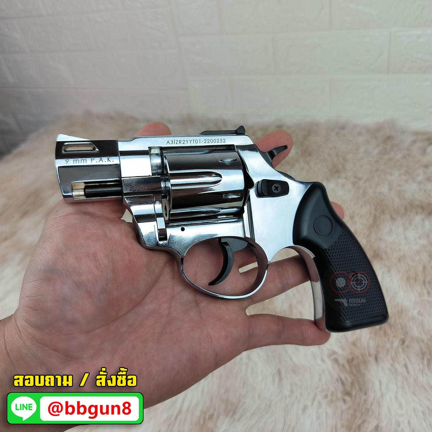 ปืนแบลงค์กันลูกโม่ ยี่ห้อ ZORAKI รุ่น R2 TD 2" สีเงินเงา ลำกล้อง 2 นิ้ว Blank Gun (แถมกล่องใส่ปืน กระสุน 10 นัด)