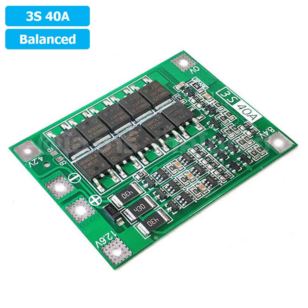 CM634 3S 40A Balanced โมดูลชาร์จแบตเตอรี่ BMS 3-Series 40A 18650 Lithium Battery Protection Module แบตลิเธียม