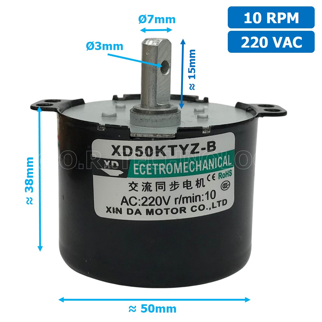(1ชิ้น) XD50KTYZ-B 10 RPM ซิงโครนัสมอเตอร์ มอเตอร์ไฟฟ้ากระแสสลับ AC Synchronous Gear Motor มอเตอร์ทดเฟือง
