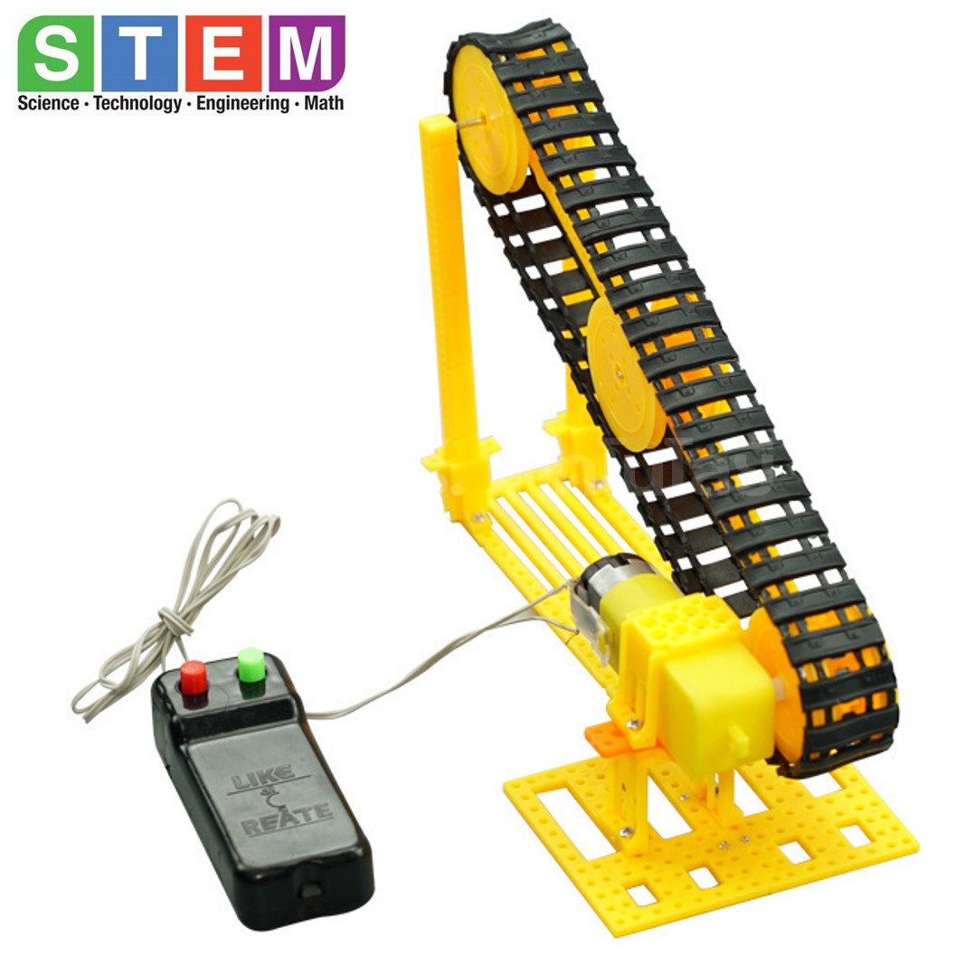 T-S20 ชุดประกอบไม้ สายพานไฟฟ้า รีโมท Remote Electric Conveyor Belt Wooden Kit STEM Education ของเล่นเสริมทักษะ เสริมพัฒนาการ ชุดเรียนรู้ ชุดทดลอง สายพานลำเลียง