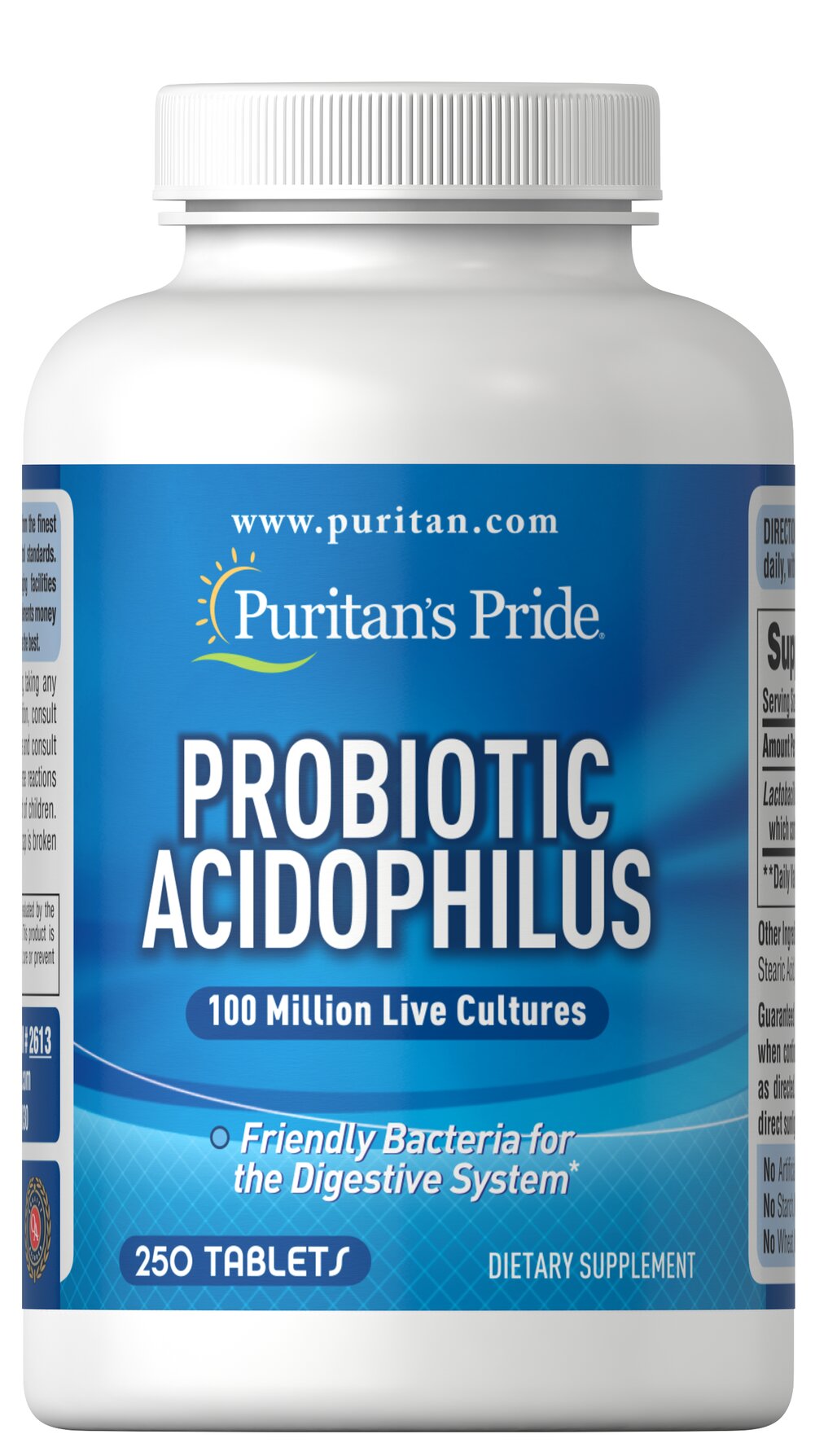 ขวดใหญ่ 250 เม็ด Puritan's pride probiotic Acidophilus 250 Talets ช่วยการทำงานของลำไส้ให้ทำงานได้ดีขึ้น