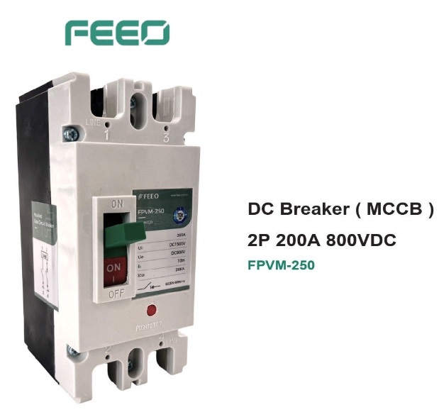 FPVM-250 DC Breaker 2P 200A 800VDC 20KA (MCCB) "FEEO"